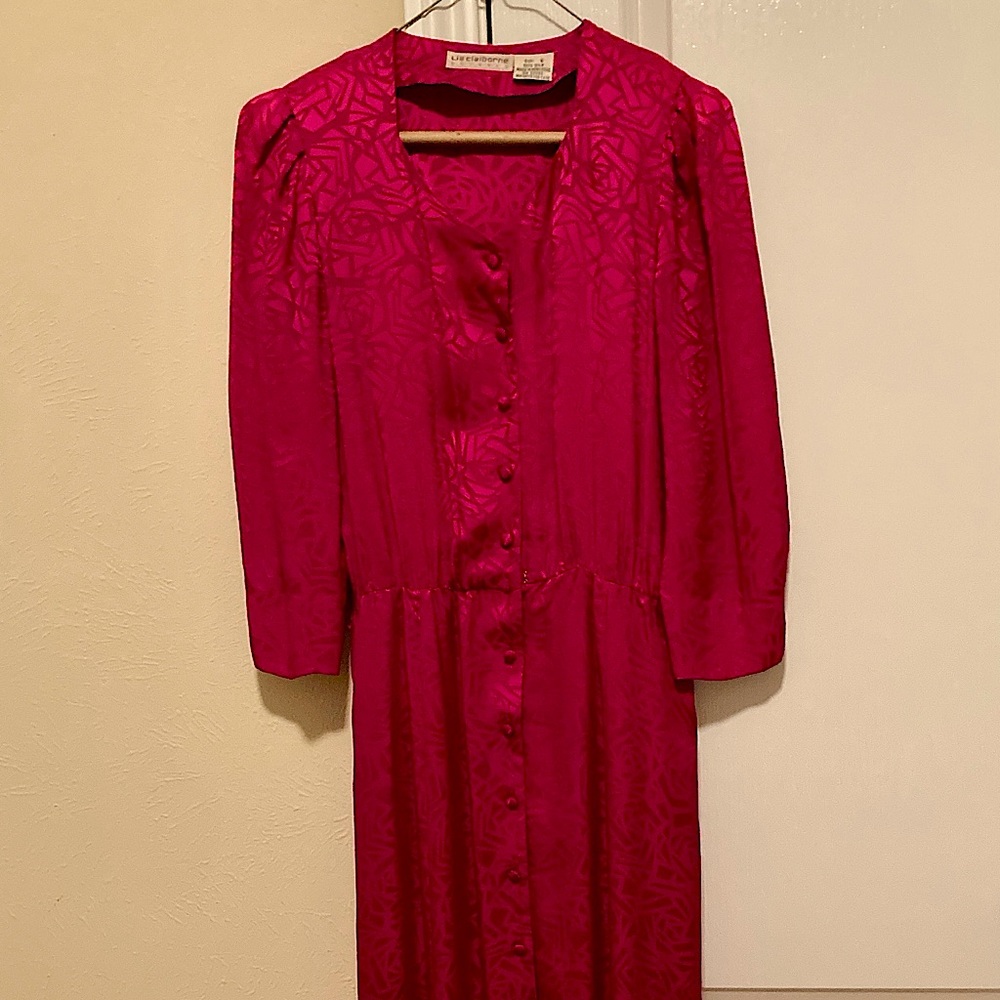 Liz Claiborne - Crimson Vintage-Silk tea length dress